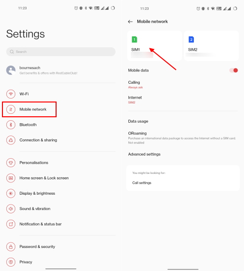 Sim And Mobile Data Settings - Android