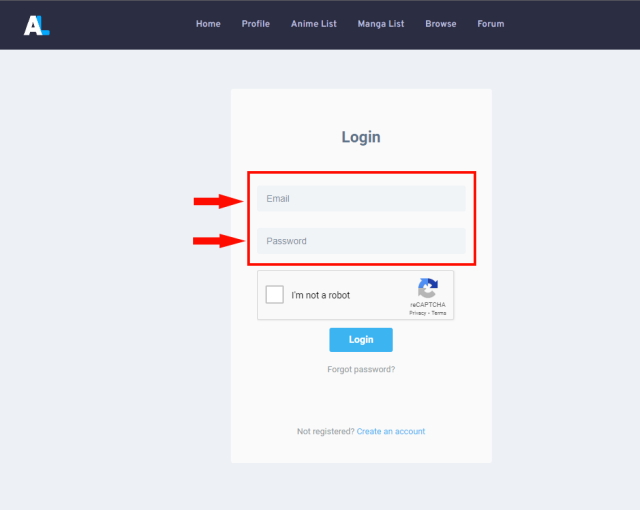 An image of the MAL-sync login page.