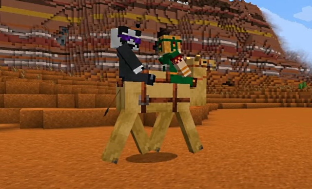 Två spelare kan rida på kamel i Minecraft