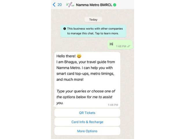 Bangalore Metro Rail Corporation introduces WhatsApp-based