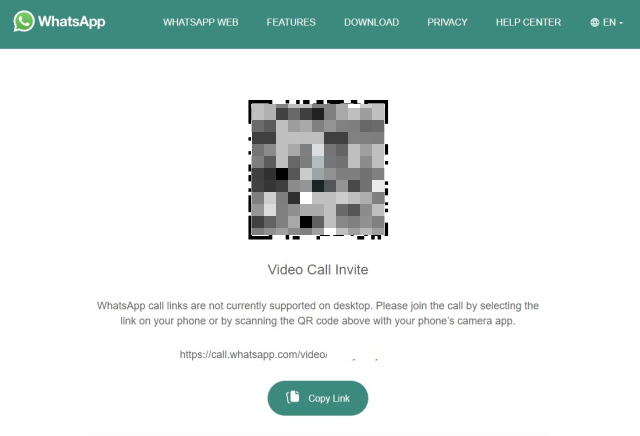 whatsapp call link - desktop support