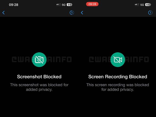 WhatsApp iOS beta screenshot blocking