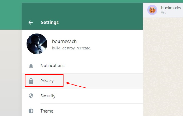 whatsapp web privacy settings
