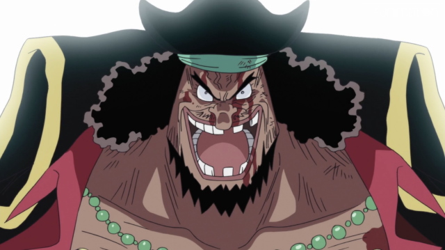 An image of Blackbeard using Yami Yami no Mi powers in One Piece.