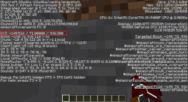 Coordinates of a Corner for fillbiome command