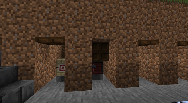 Dark oak trapdoors on openings in tunnel