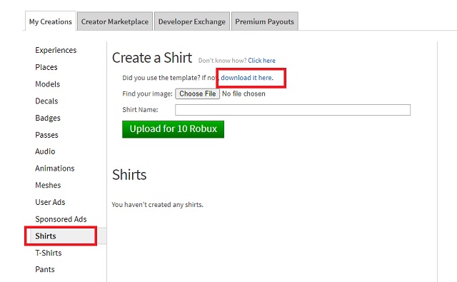 Download the roblox shirt template