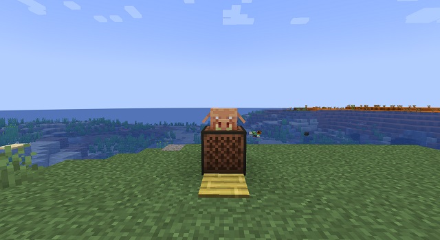 Minecraft mob head on top of the note block
