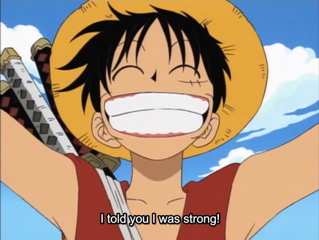 An image of Luffy's base form from One Piece.