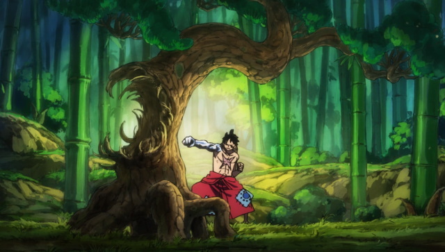 An image of Luffy using Internal Destruction technique.