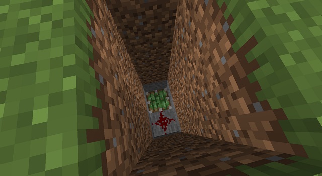 Redstone and Sticky Piston in Pit