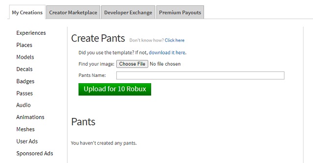 Roblox Pants Section