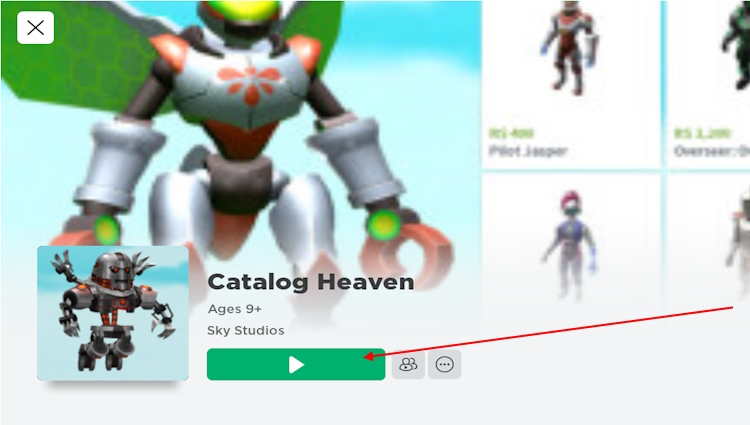 Roblox catalog heaven play button