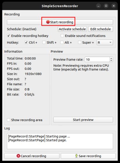Enregistrement d'écran sur Ubuntu à l'aide de SimpleScreenRecorder