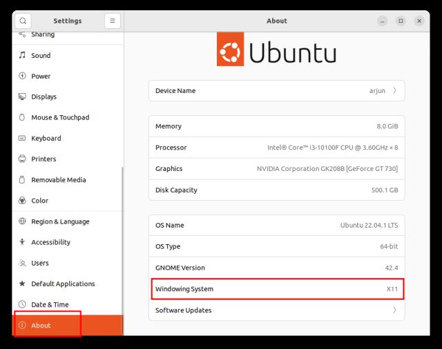 windows system ubuntu