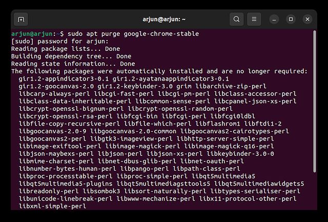 Удалить Google Chrome из Ubuntu