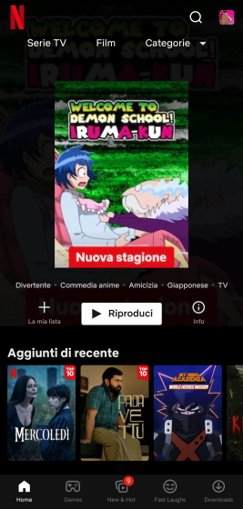 An image of Netflix's homepage on Android Phone.