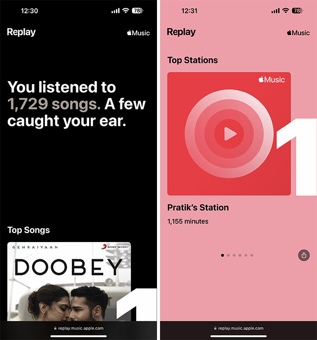 Apple Music Replay Detaillierte Statistiken