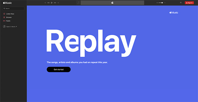 Apple Music replay homepage