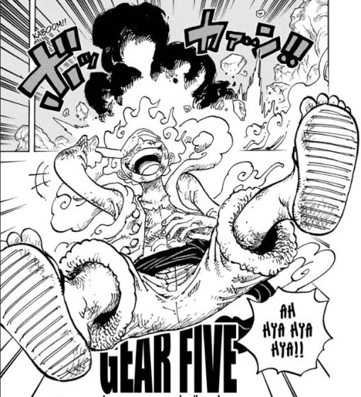 An image of Luffy's gear 5.