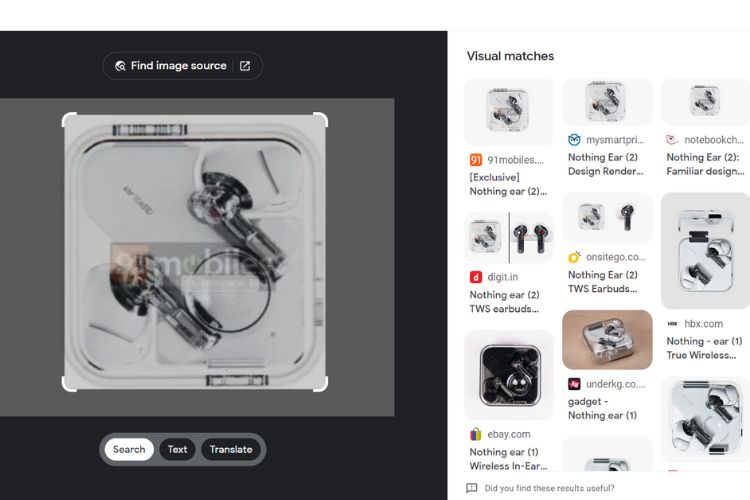 Nothing ear (2) search via Google Lens on google.com