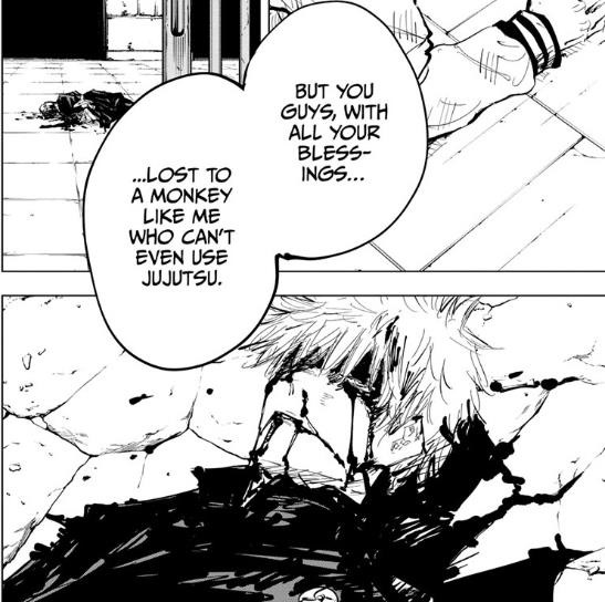 Manga panel of Toji's words from Jujutsu Kaisen manga.