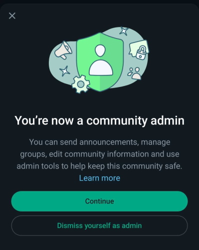 whatsapp community admin