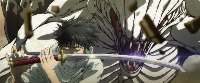 A picture of Yuta Okkotsu with Rika and his sword from Jujutsu Kaisen 0.
