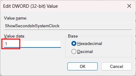 Show Seconds in Windows 11 Taskbar Clock Using Registry (Older 2021 Builds)