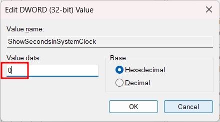 Show Seconds in Windows 11 Taskbar Clock Using Registry (Older 2021 Builds)