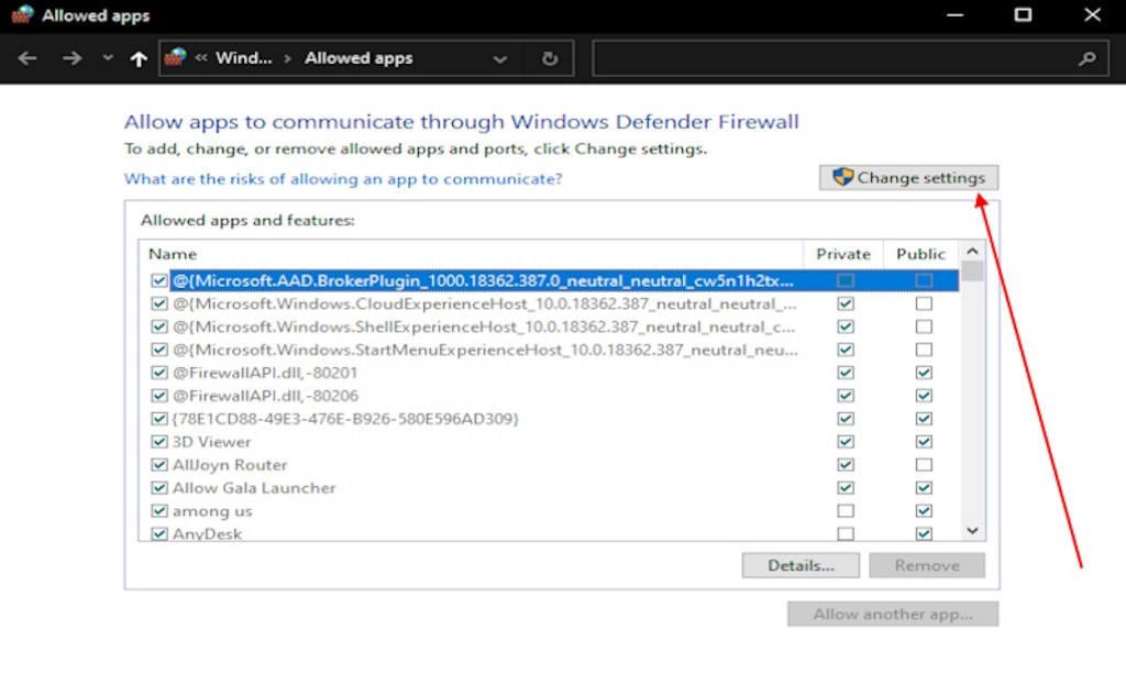 Change settings in Firewall updated