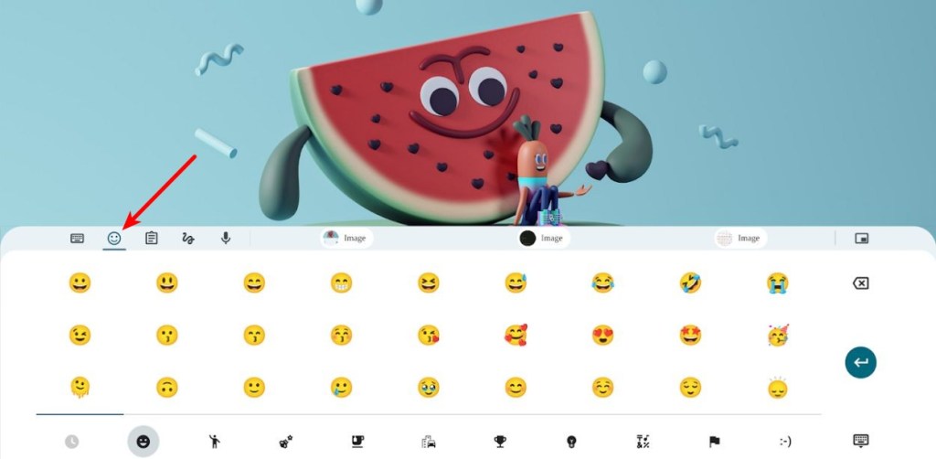 ChromeOS on-screen emoji keyboard