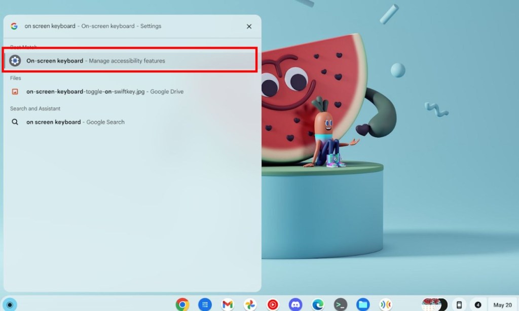 ChromeOS on-screen keyboard search
