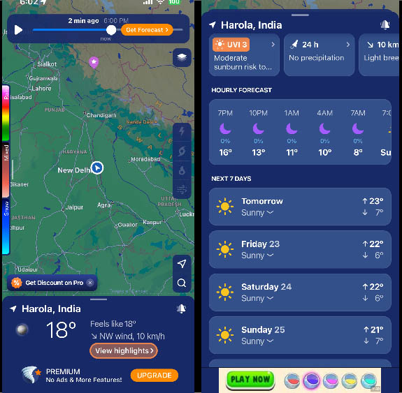 clime weather app interface