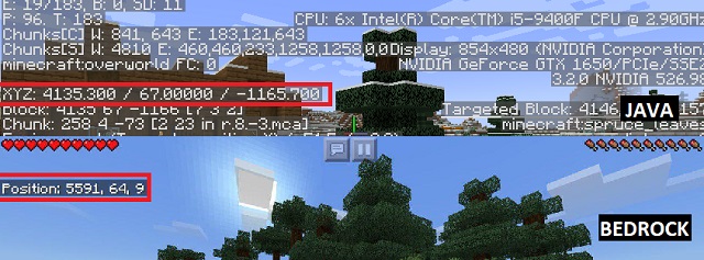 Coordinates on Both Editions of Minecraft