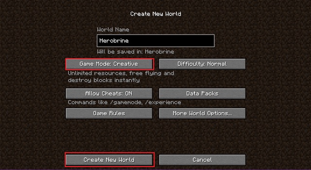 Create New Creative Minecraft World