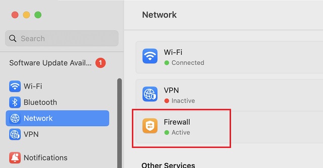 Firewall in Network Options