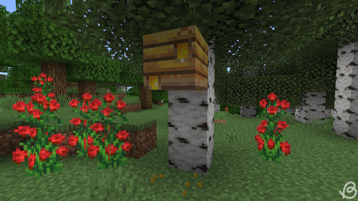 Naturally generated bee nest in Minecraft