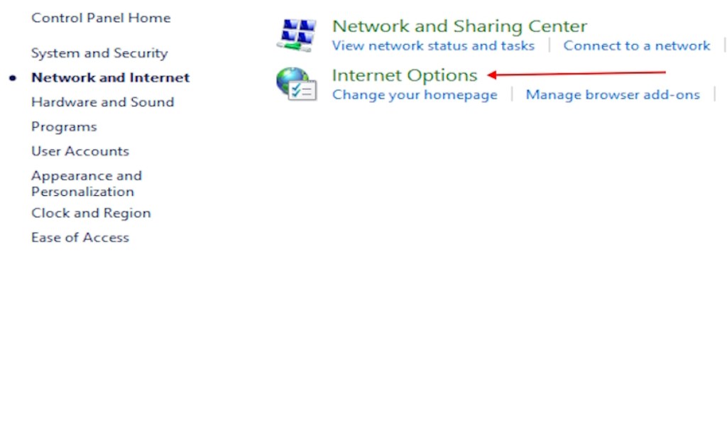 Internet Options in Control panel new