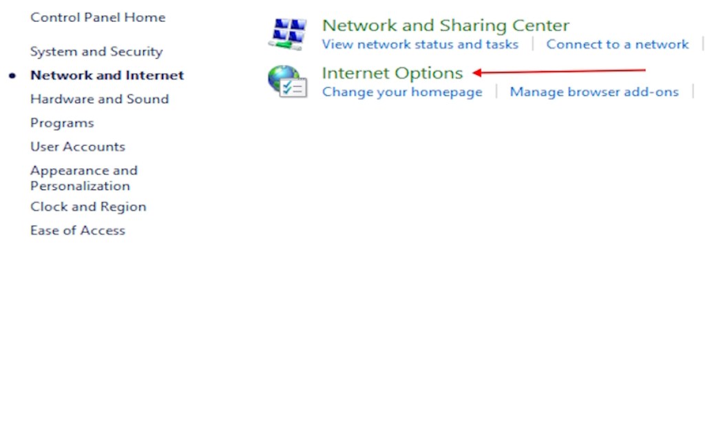 Internet Options in Control panel new