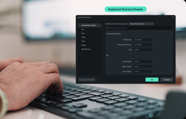 Keyboard Shortcut Presets New Features Of Wondershare Filmora 12