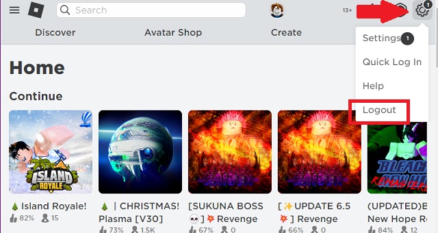 Logout Roblox account