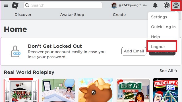 Logout Roblox from website