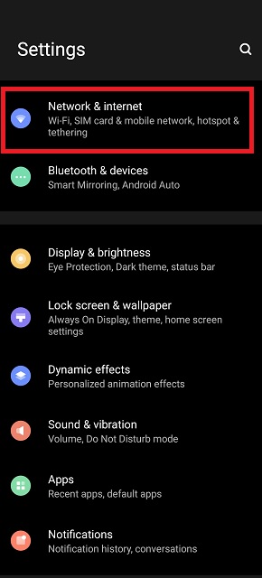 Network and Internet Options on Android Settings - How to Fix Roblox Error Code 279