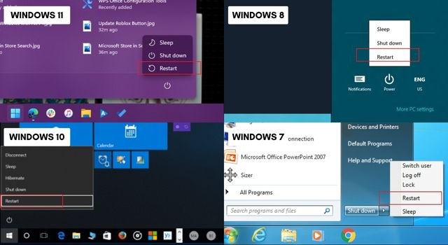 Restart Windows from Start Menu