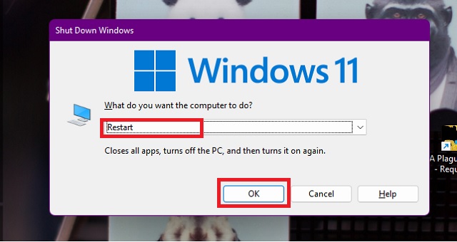 Restart Windows with Alt F4