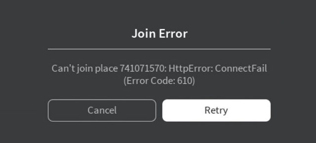 Roblox Error Code 610