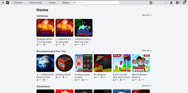 Roblox-Homepage