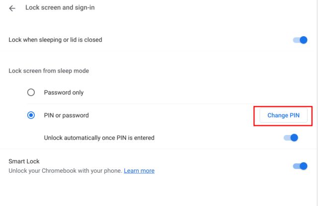 Thay đổi mã PIN trên Chromebook của bạn