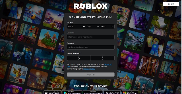 Sign up for a Roblox account